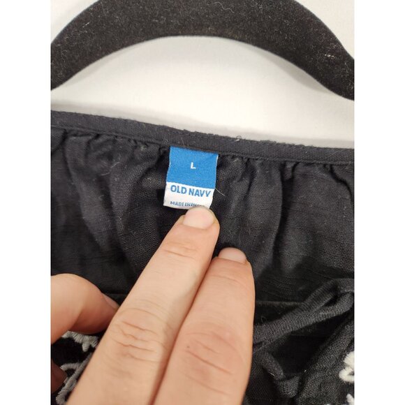 Old Navy Womens Top Boho Festival Whimsigoth Fairycore Embroidered Peasant L - Picture 5 of 5